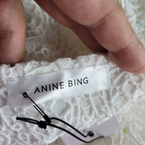 Anine Bing Skirt Mini Crochet Lace Tiered Tassel Fringe Hem Mini White XS - Picture 14 of 15